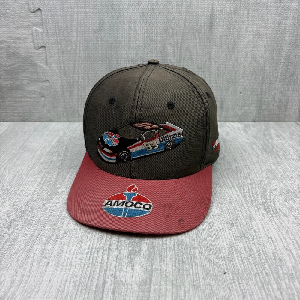 Vintage Amoco NASCAR Hat Cap Snap Back Faded Black Dave Blaney Racing